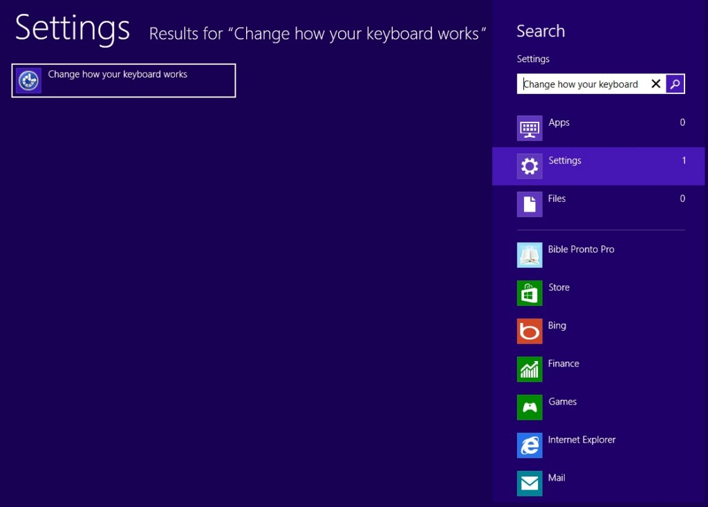 Ease of Access in Windows 8 mode