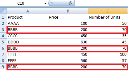 remove duplicate rows in Excel