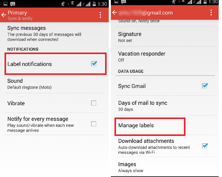 Gmail notifications 