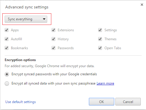 enable sync in Chrome
