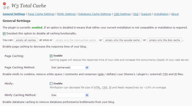 W3 Total Cache plugin 