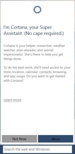 Cortana on Windows 10