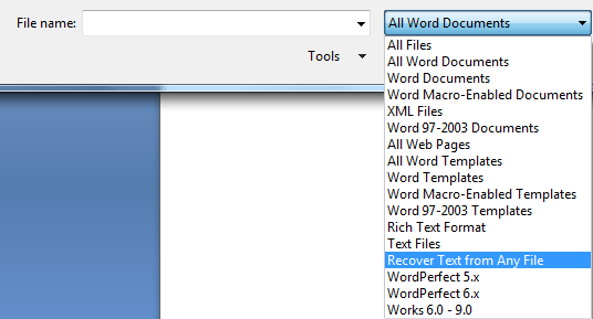 recover corrupted word document