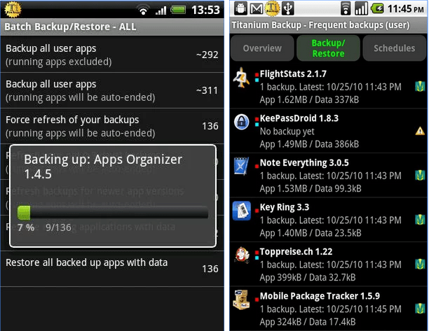 Android backup and restore apps 