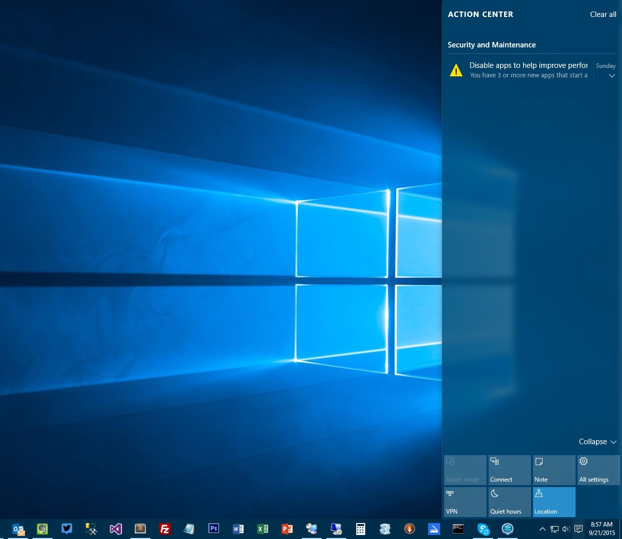 windows 10 action center