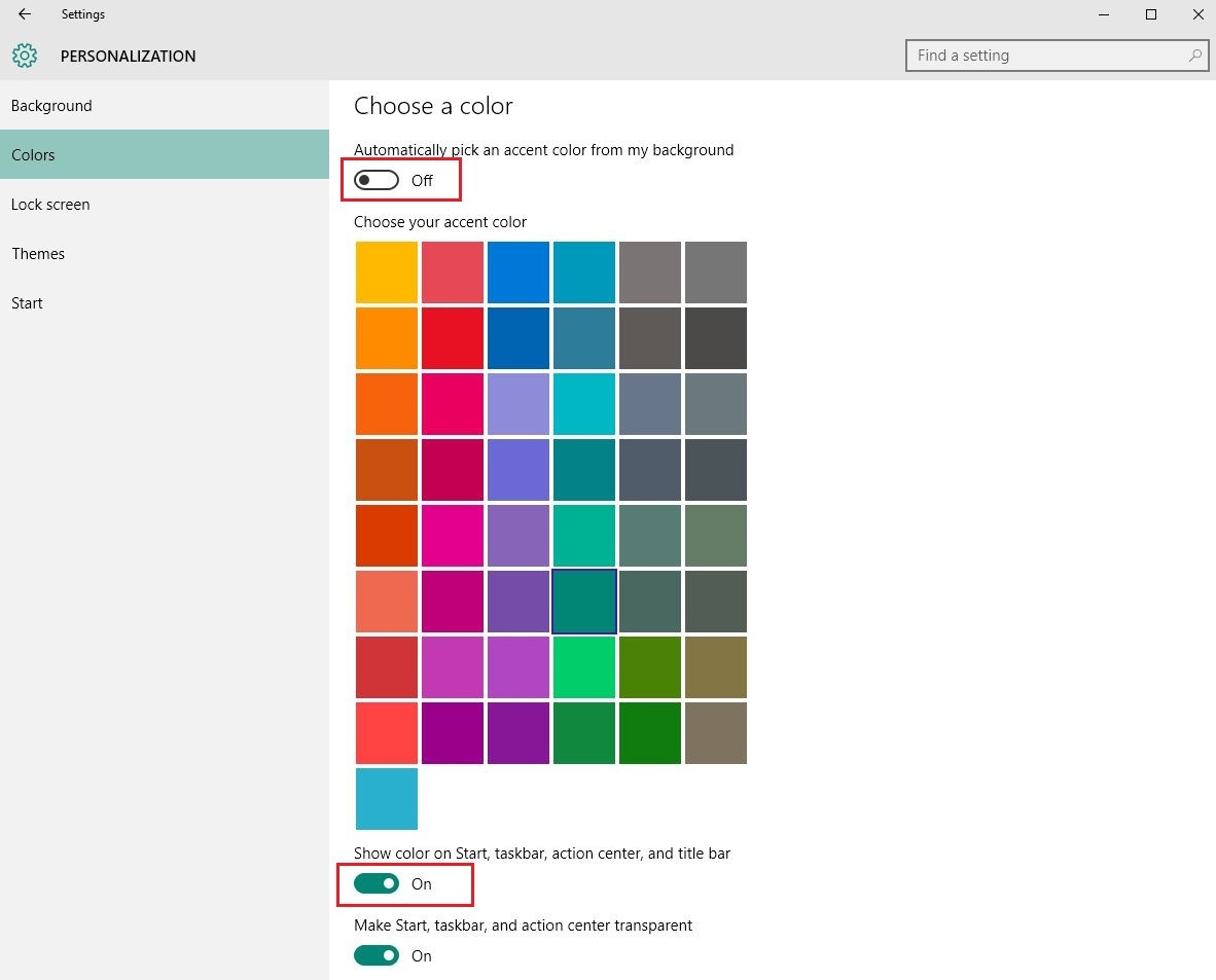 Personalize Windows 10