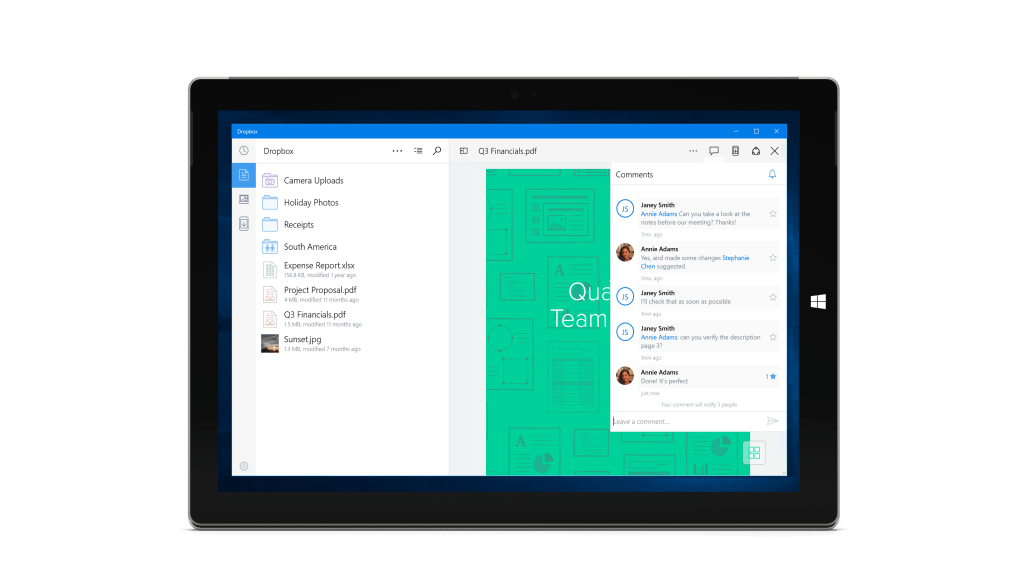 Dropbox App for Windows 10 