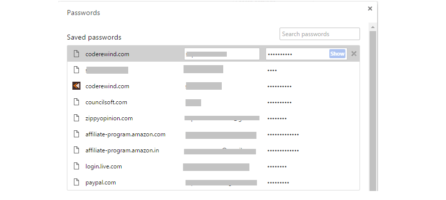 view passwords 