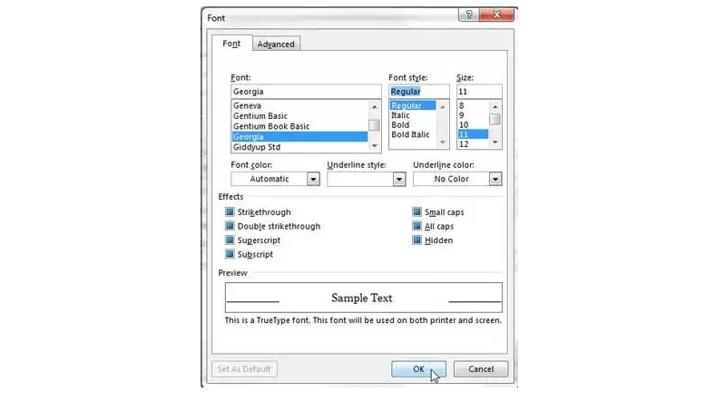 Change Default Font in Outlook