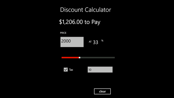 windows phone discount calculator apps