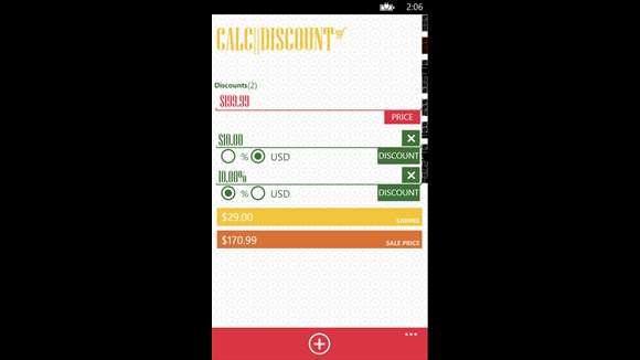 windows phone discount calculator apps