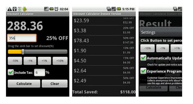 android discount calculator apps 