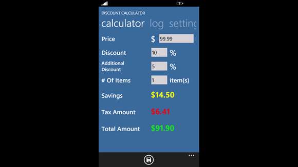 windows phone discount calculator apps