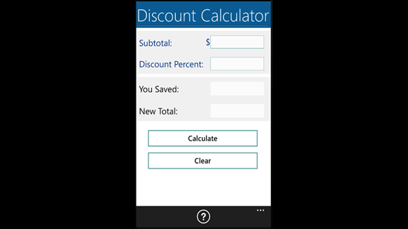 windows phone discount calculator apps