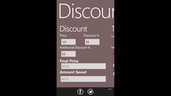 windows phone discount calculator apps