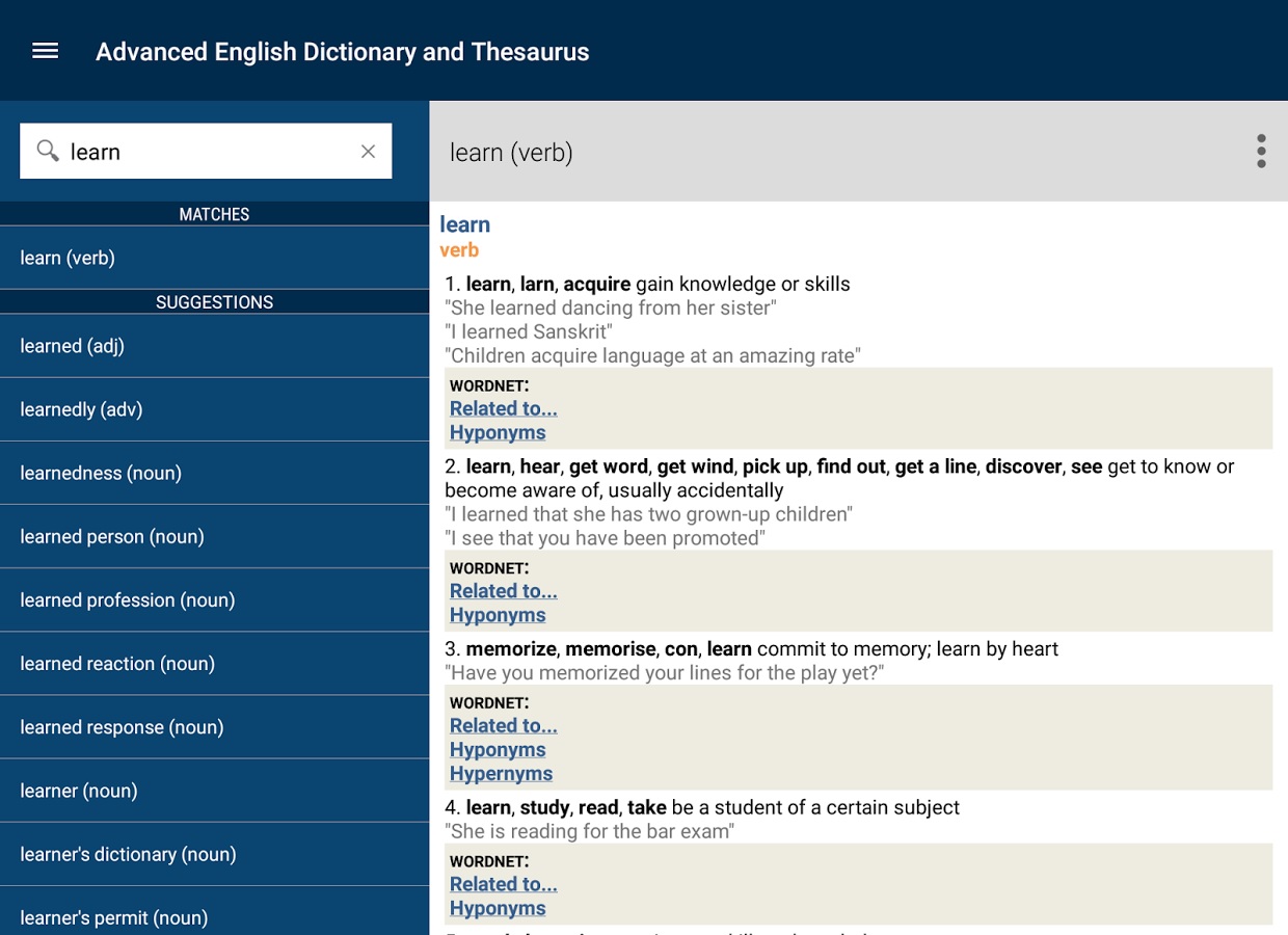 Android Thesaurus Apps